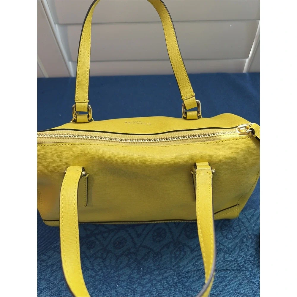 Coach Saffiano Leather Mini Satchel Handbag Yellow W/ Hangtag Double Straps